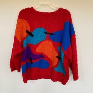 Vintage Colter Bay International L red artsy 3/4 sleeve sweater 44